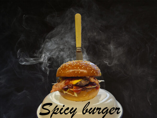 Spicy burger (csípős) Spicy burger (csípős) tálalva